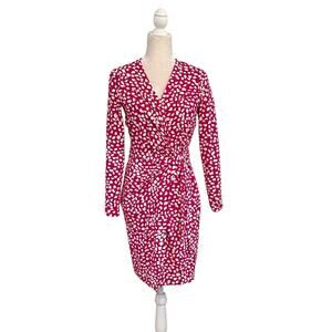 NWT Diane Von Furstenburg Valencia Wrap Dress In Leopard Leaves Pink Dahlia Sz 2